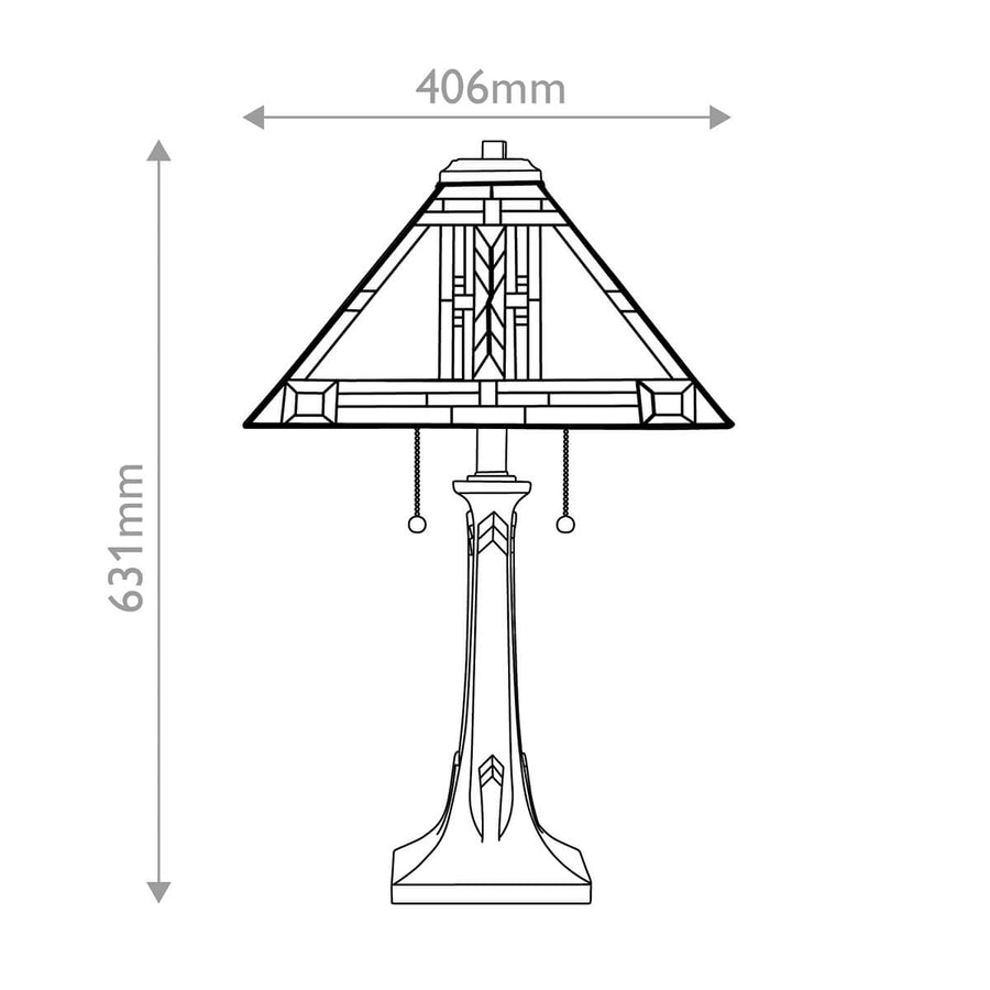 Lampe à poser Navajo 2 lumières bronze, verre