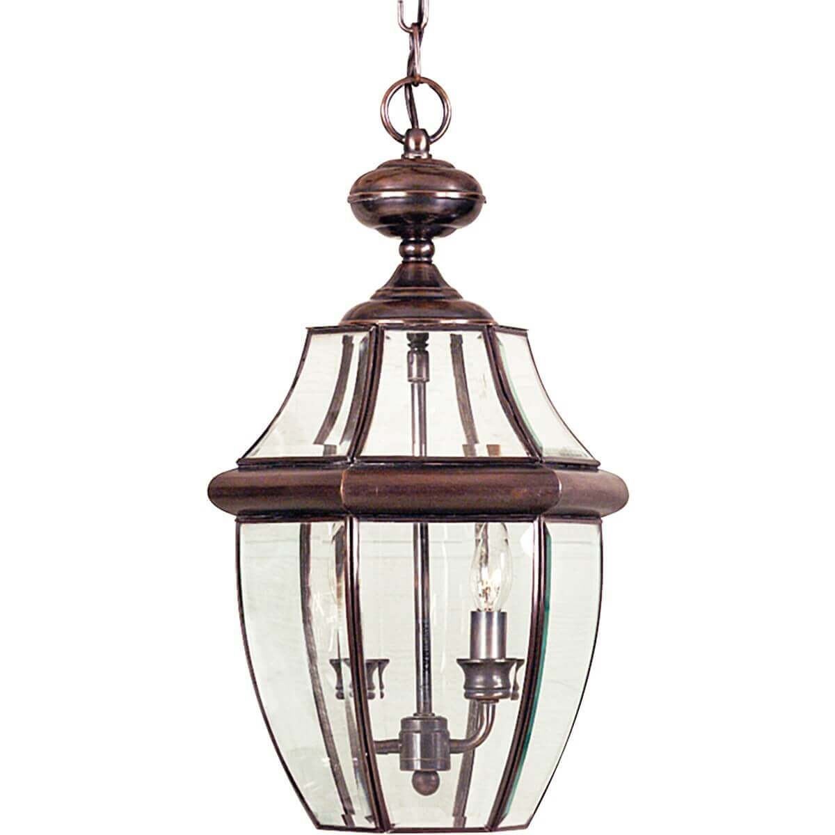 Suspension extérieure Newbury 2 lumières cuivrée, verre