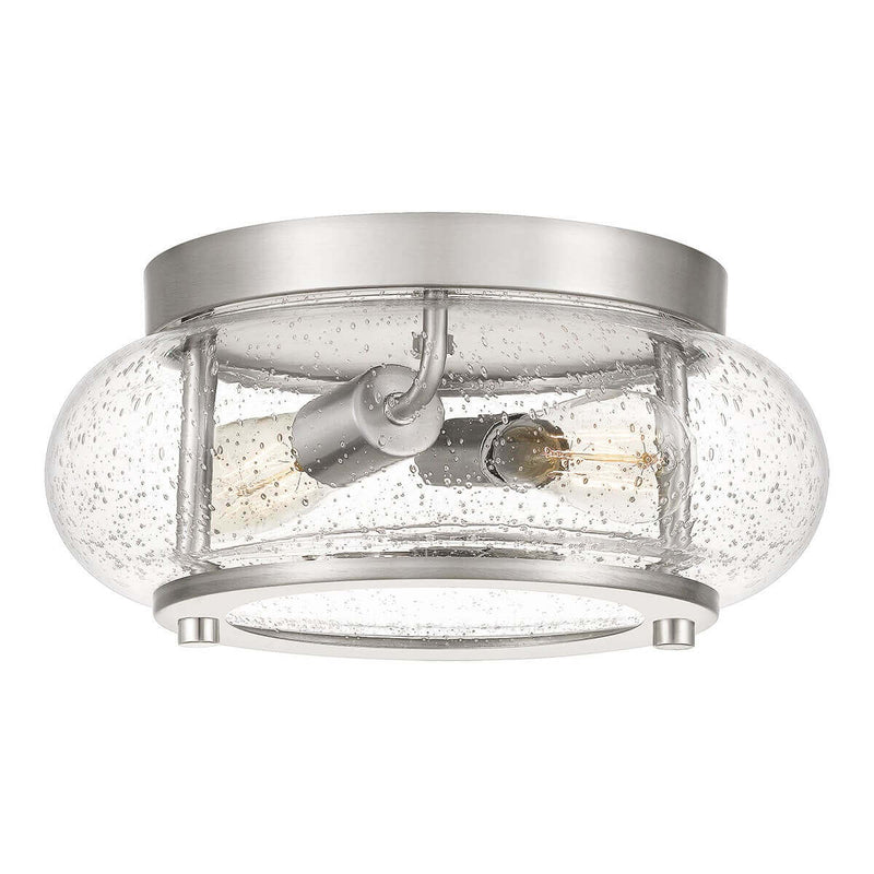 Plafonnier Trilogy 2 lumières nickel satiné, verre