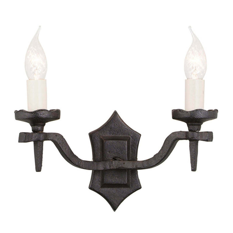 Applique murale Rectory 2 lumières noire, L 31 cm