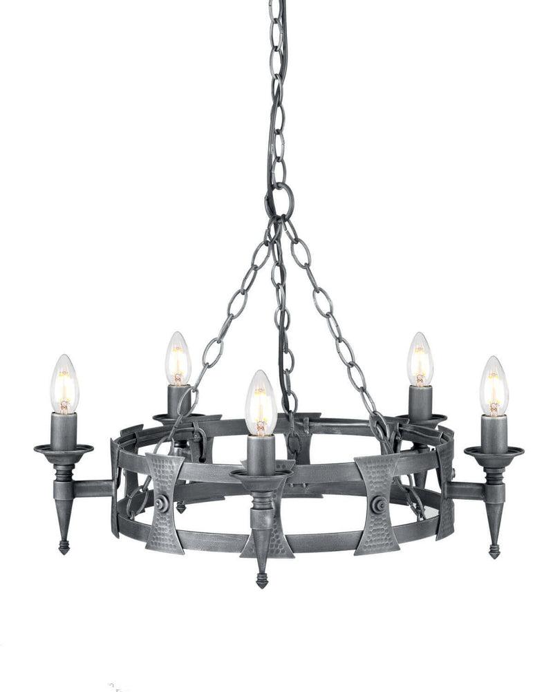 Lustre Saxon 5 lumières noir et argenté