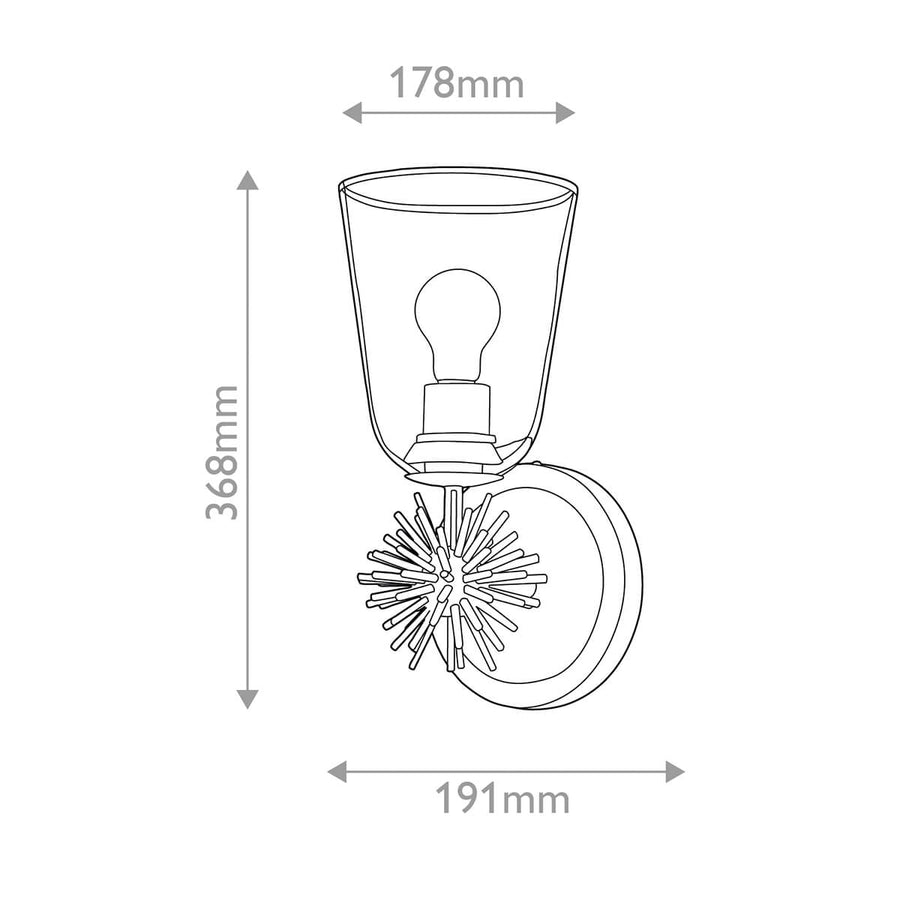 Schéma de dimensions du luminaire : 368 mm de haut et 191 mm de large