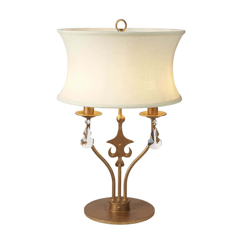 Lampe à poser Windsor 2 lumières dorée et crème