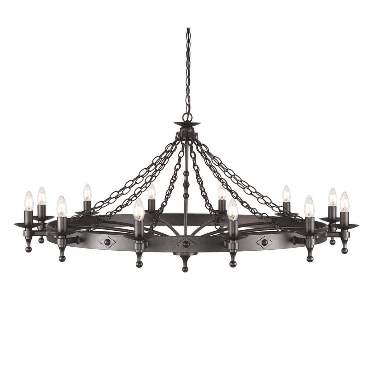 Lustre Warwick 12 lumières anthracite et noir