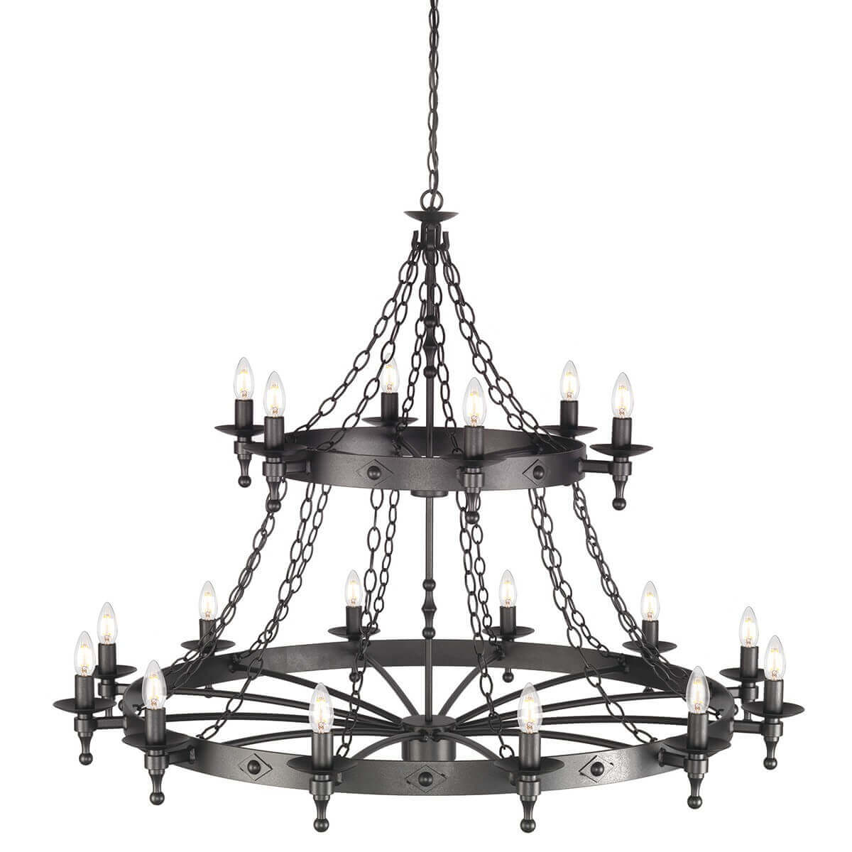 Lustre Warwick 18 lumières anthracite et noir