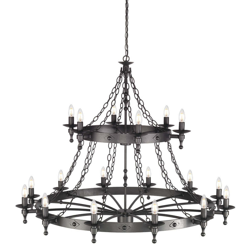 Lustre Warwick 18 lumières anthracite et noir