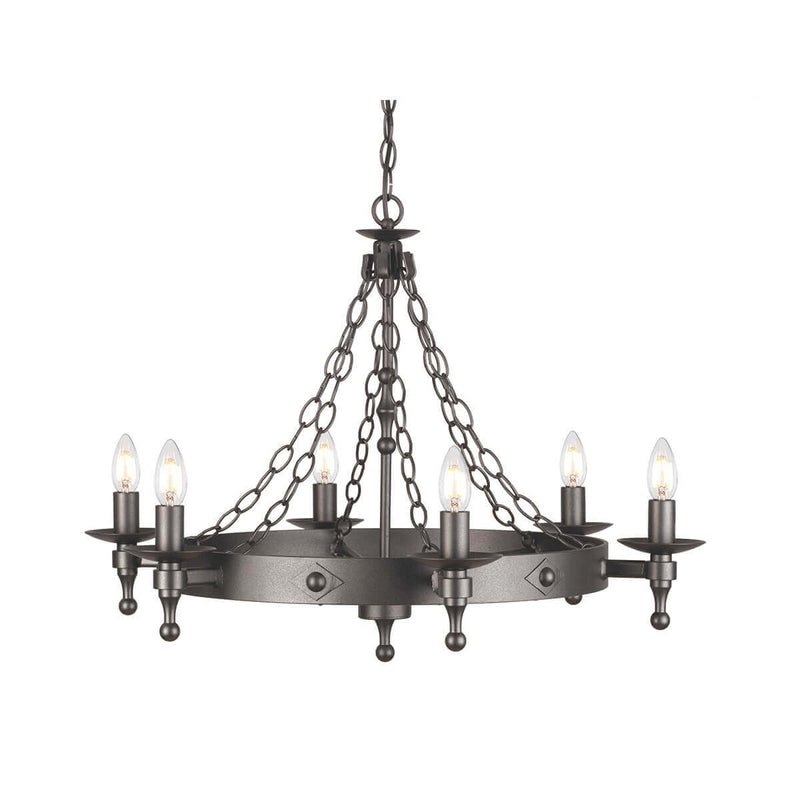 Lustre Warwick 6 lumières anthracite et noir