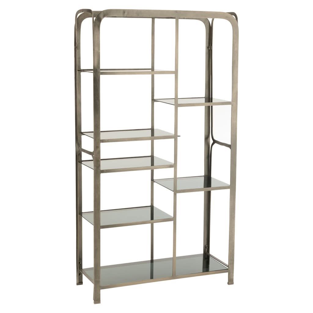 Étagère Fer Verre Gris Antique - Designix