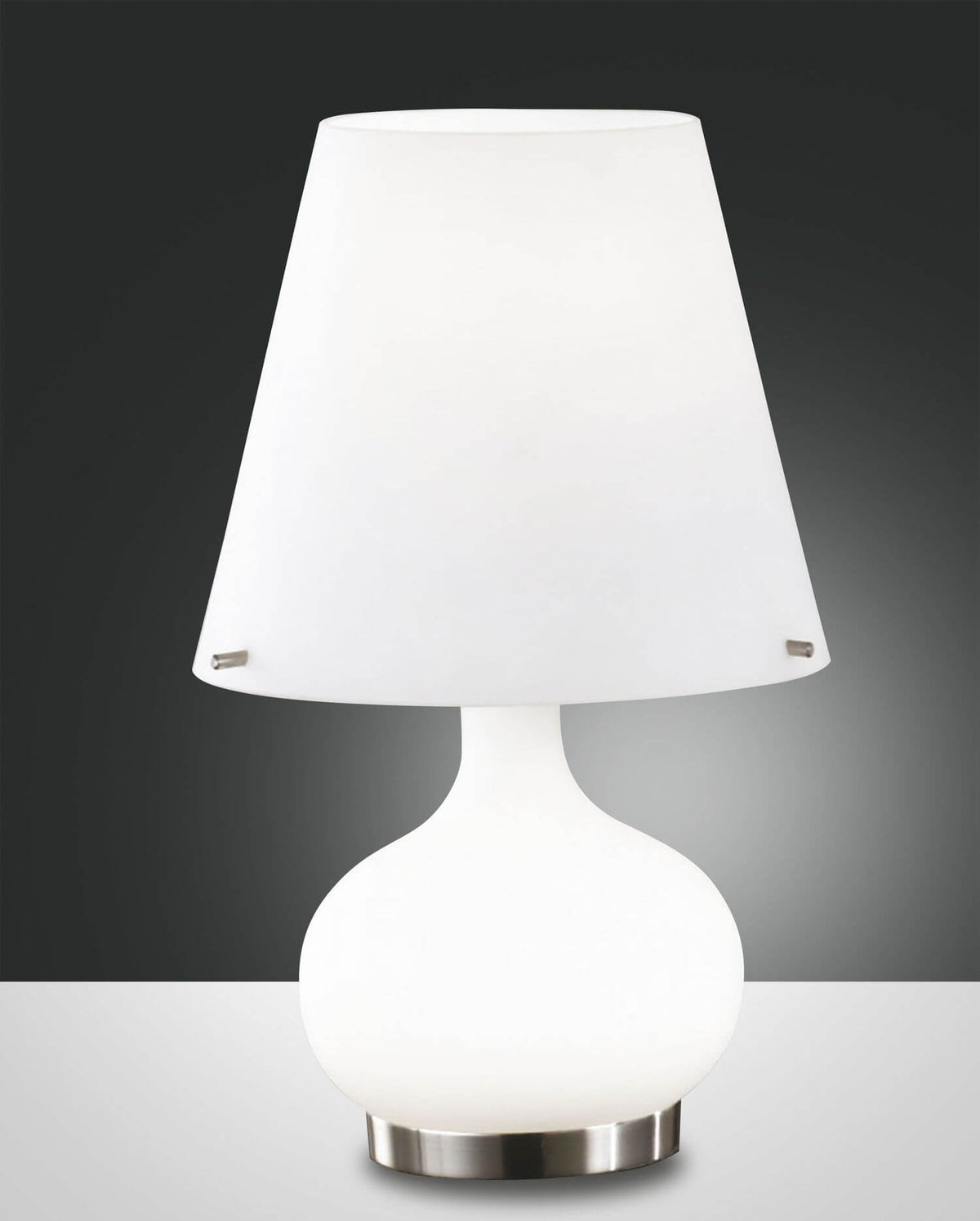 Lampe à poser Ade blanche, verre, Ø 20 cm