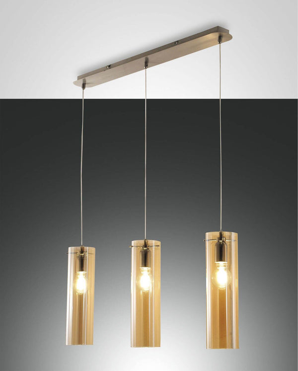 Suspension Sintesi 3 lumières ambrée