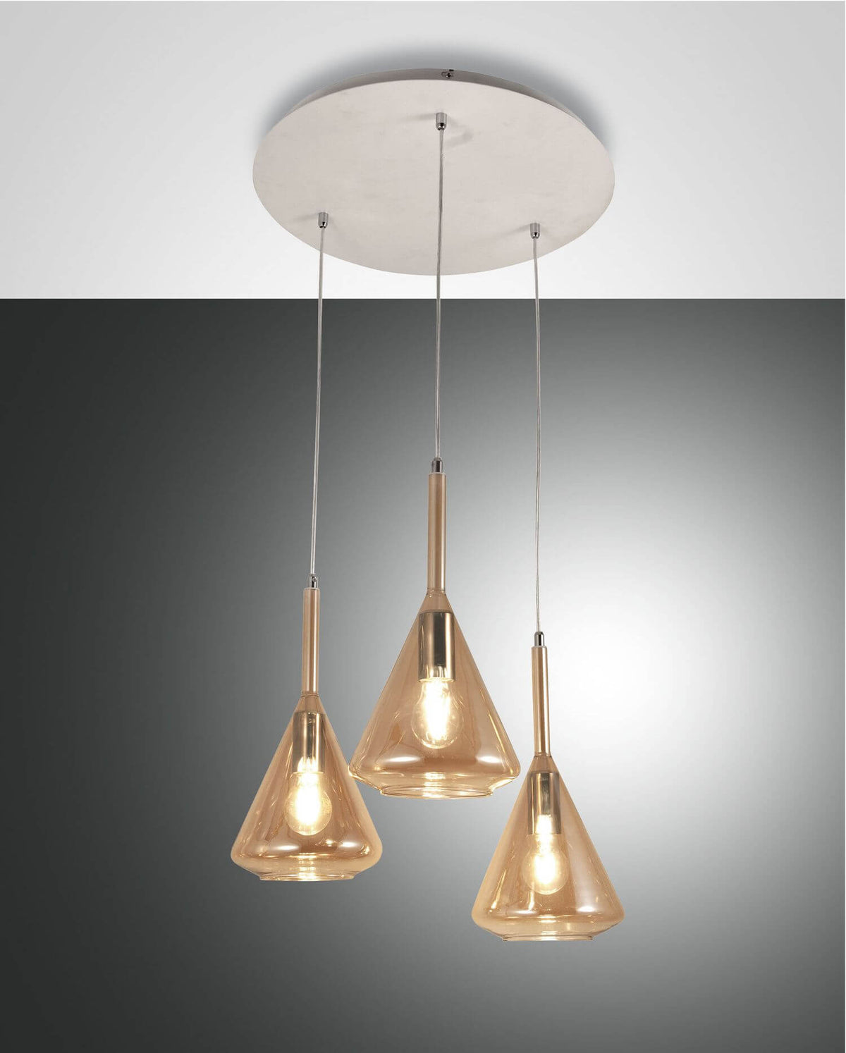 Suspension Tris 3 lumières ambrée