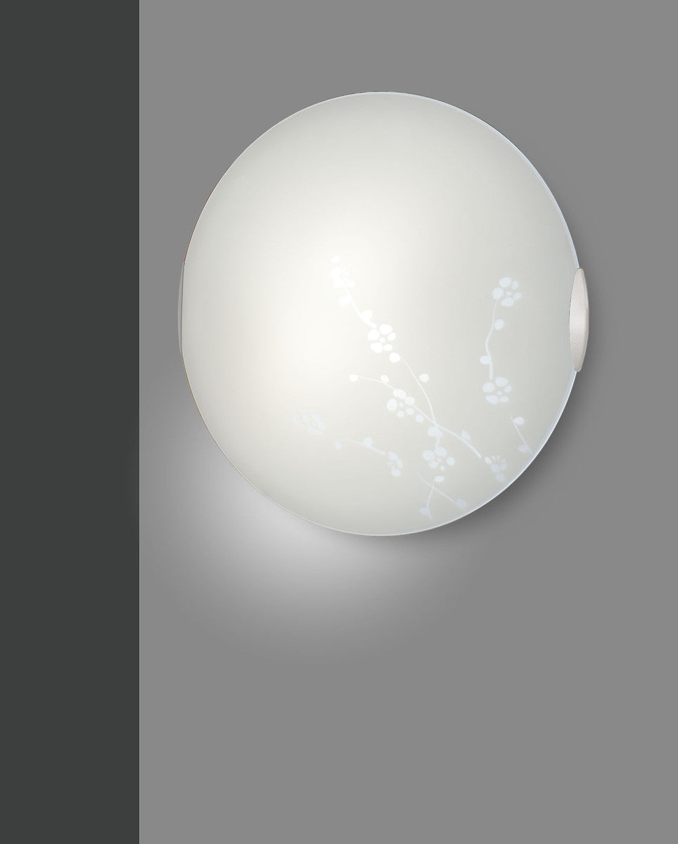 Plafonnier Christine nickel et blanc, verre, Ø 30 cm