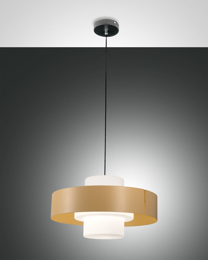 Suspension Loto beige, verre
