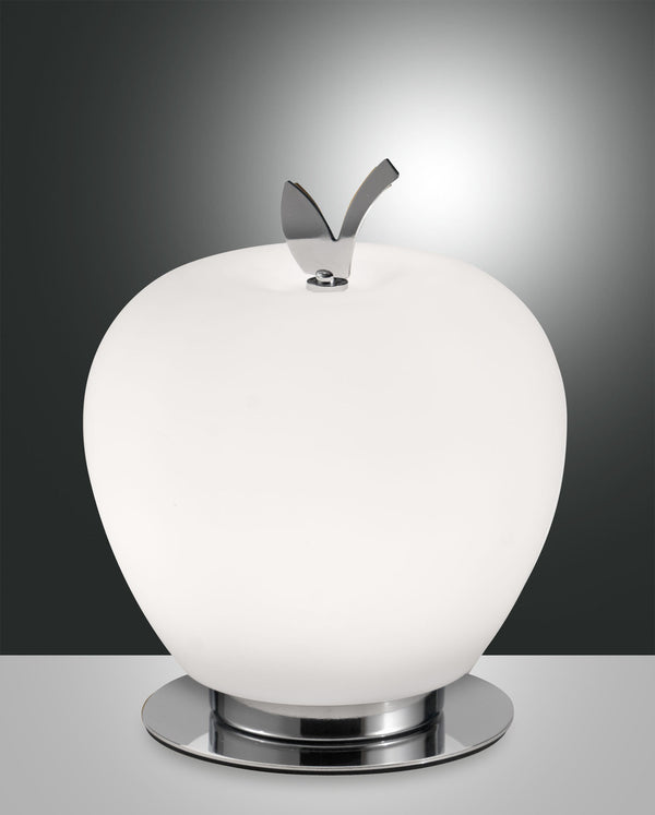 Lampe à poser Wendy blanche et chromée, verre