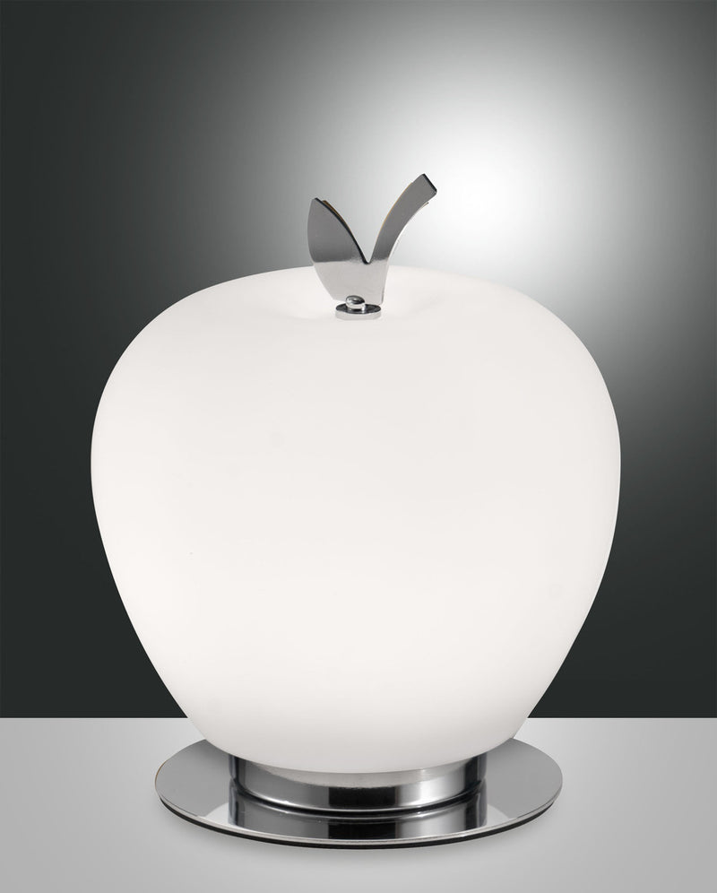 Lampe à poser Wendy blanche et chromée, verre