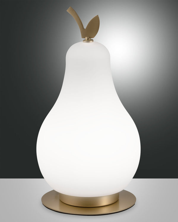 Lampe à poser Wilma blanche et laiton, verre