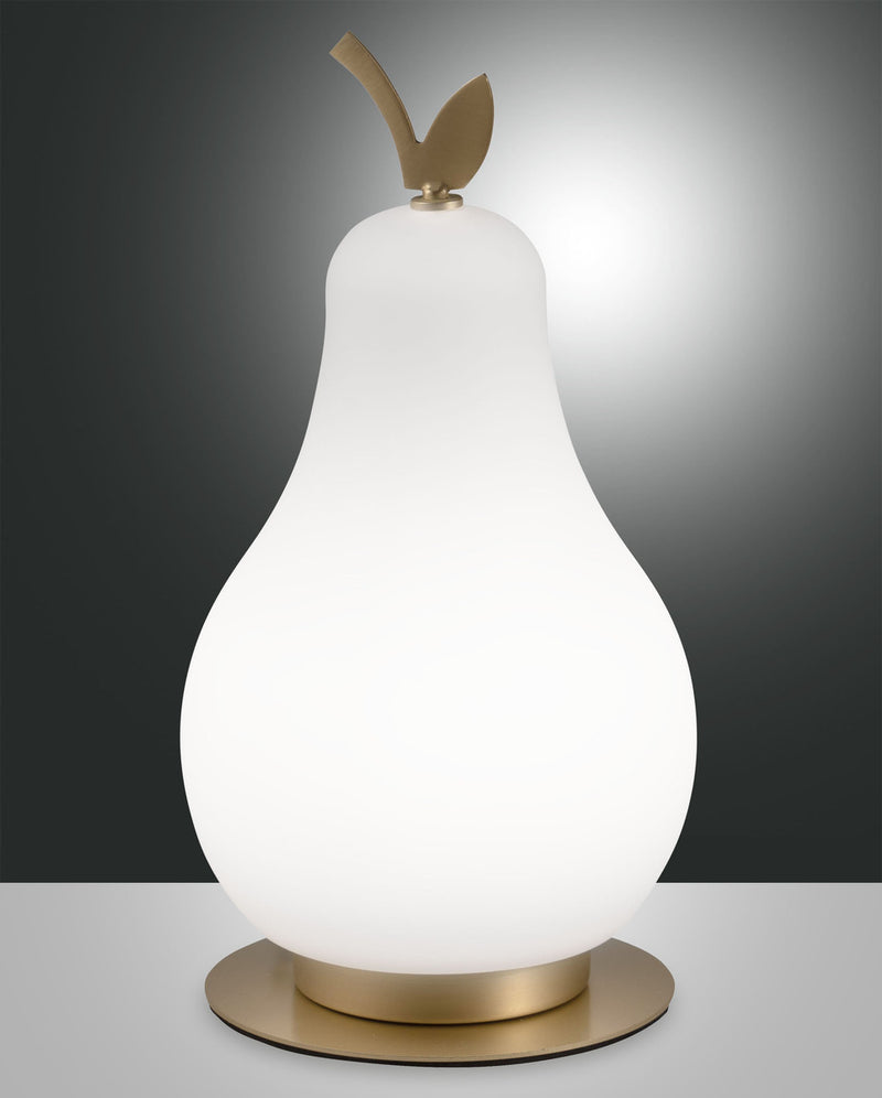 Lampe à poser Wilma blanche et laiton, verre