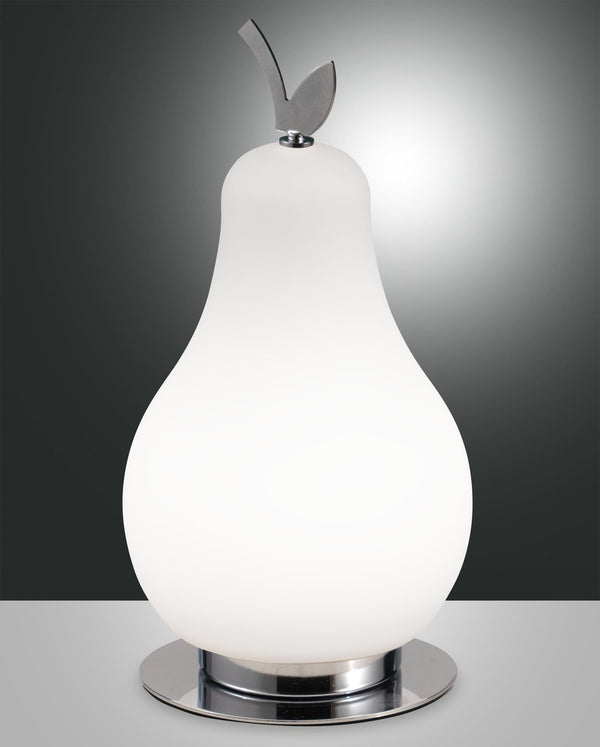 Lampe à poser Wilma blanche et chromée, verre