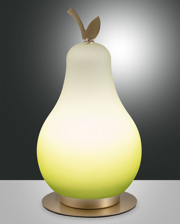 Lampe à poser Wilma verte et laiton, verre