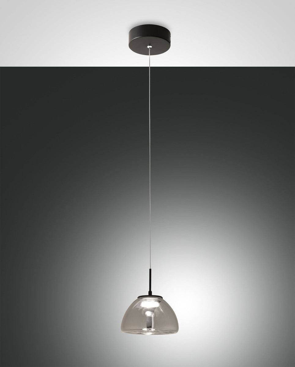 Suspension Lucille grise et transparente, verre (3764-41-126)