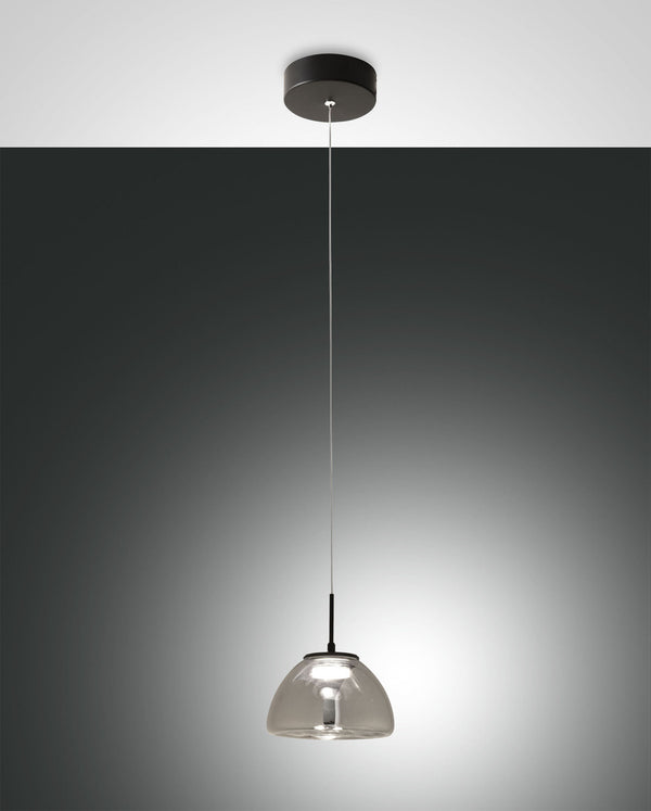 Suspension Lucille grise et transparente, verre (3764-41-126)
