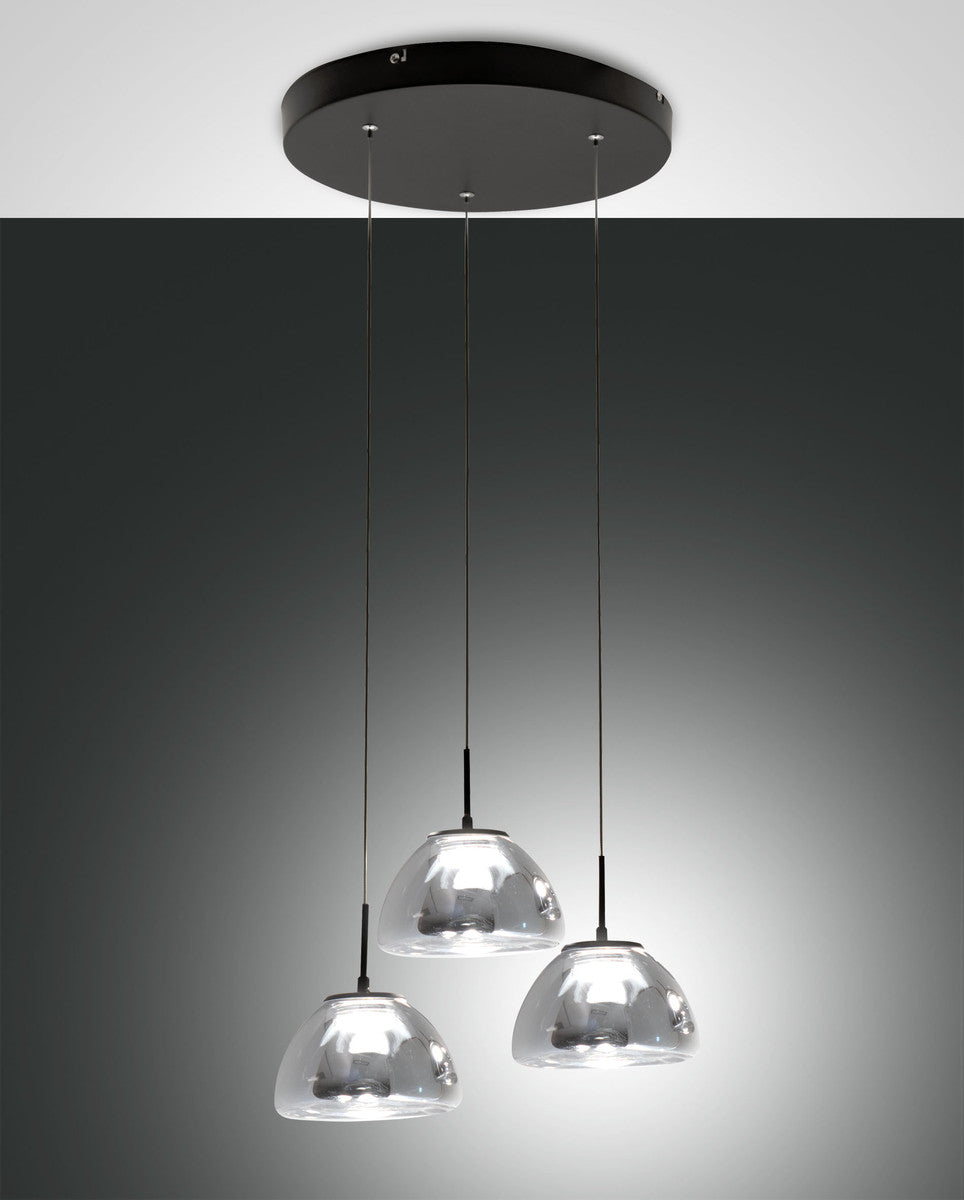 Suspension Lucille grise et transparente, verre (3764-47-126)
