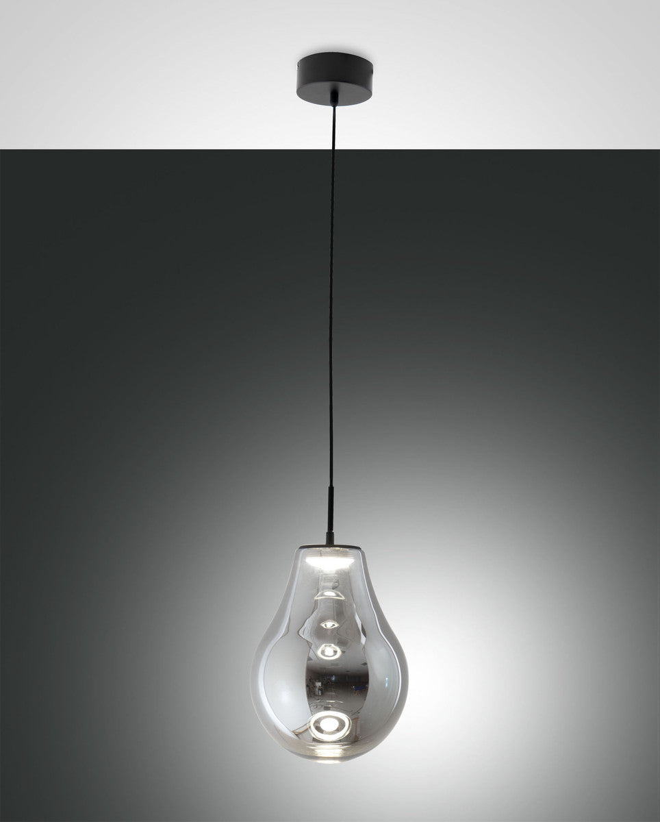 Suspension Noa grise et transparente, verre