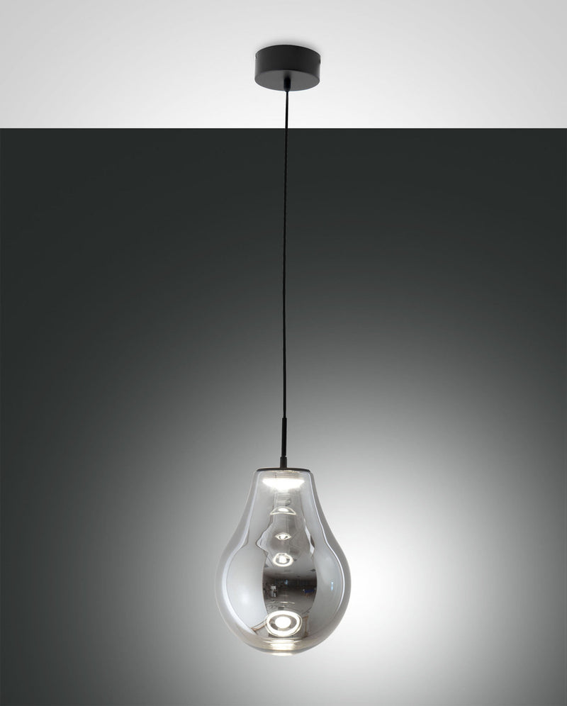 Suspension Noa grise et transparente, verre