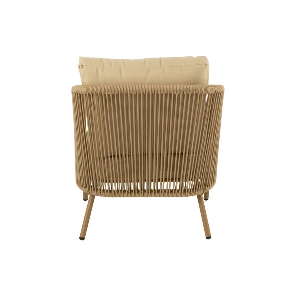 Fauteuil Métal Corde Beige | Tine - Designix Fauteuil