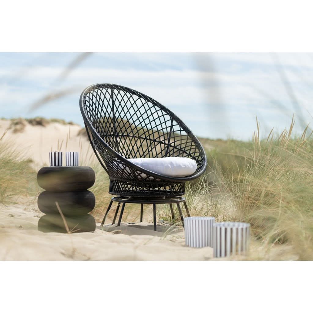 Fauteuil Métal Jonc Noir avec Coussins | Wira - Designix Fauteuil