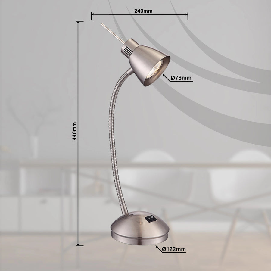 Schéma coté : hauteur 440 mm, largeur 240 mm, diamètre abat-jour 78 mm et base 122 mm.