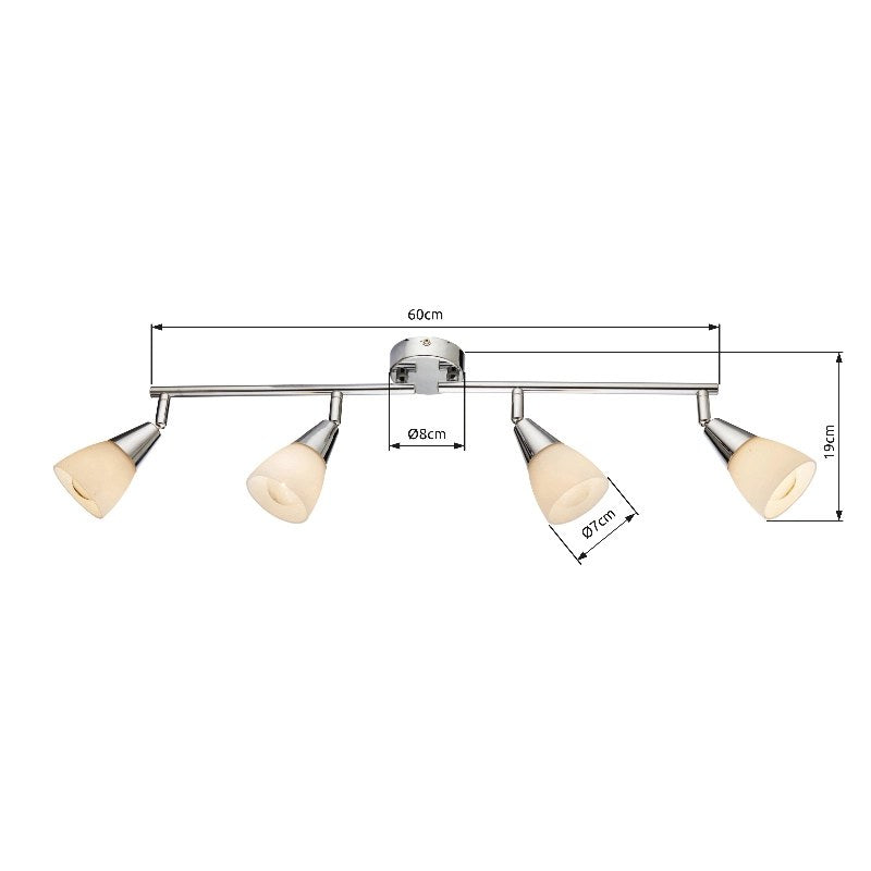 Plan technique du luminaire avec cotes en centimètres pour largeur et hauteur.