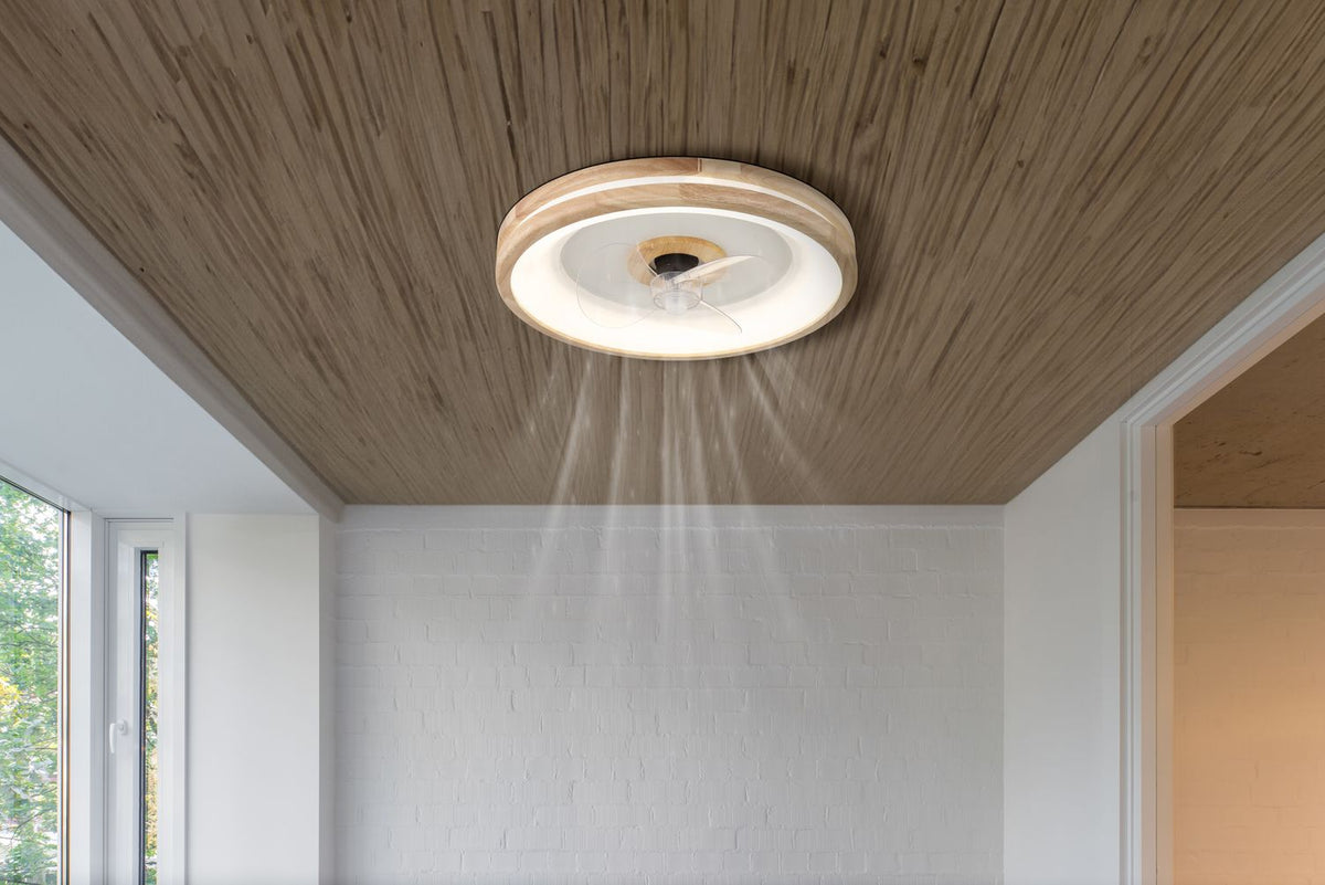 Ventilateur de plafond lumineux Gatian blanc mat