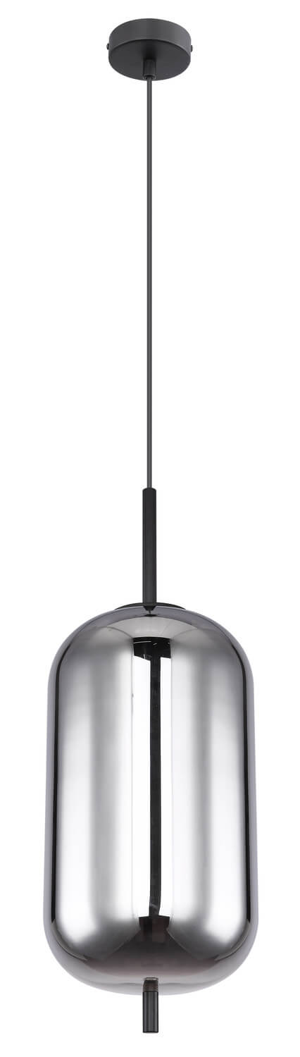 Profil du luminaire éteint montrant le câble noir et le verre fumé