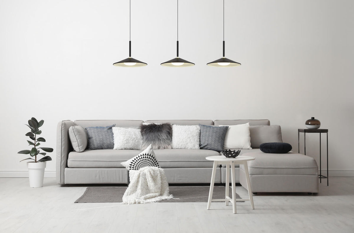 Suspension Lampone noire mat, H 180 cm