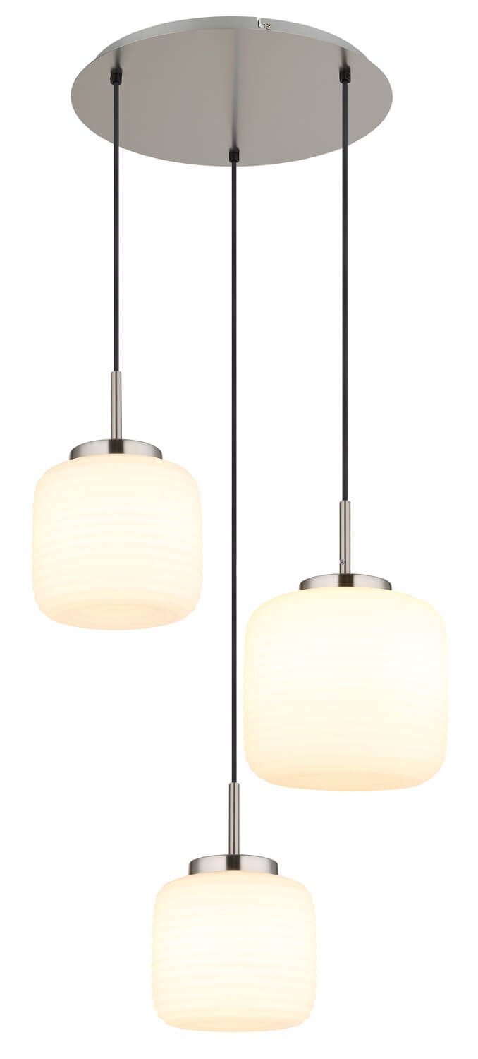 Vue de profil montrant la rosace ronde et les trois câbles noirs