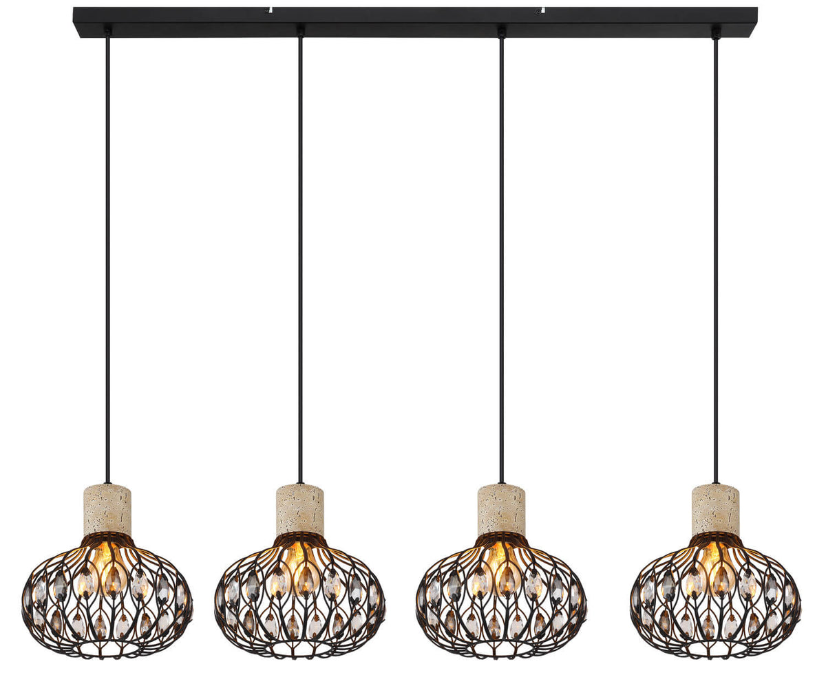 Suspension Dorthy noire mat (15778-4H)