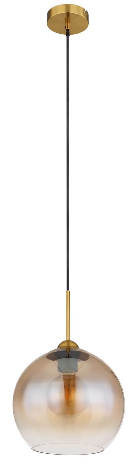 Suspension laiton vue entière, du câble au globe de verre