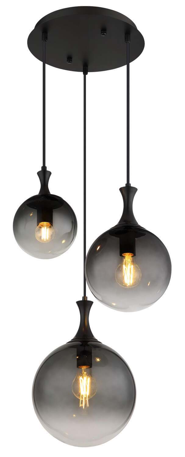 Suspension Dalton noire mat, H 141,5 cm