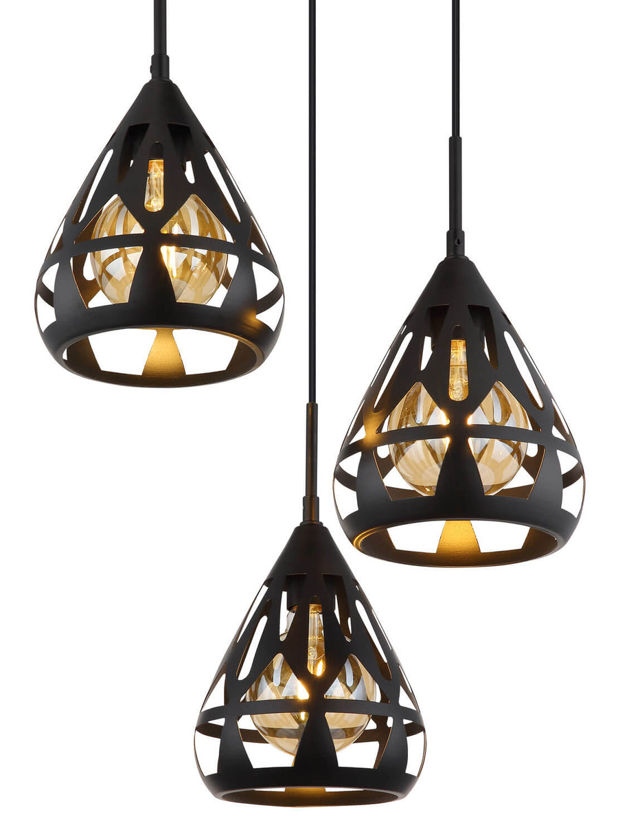 Suspension Hassan noire mat (15889-3H)