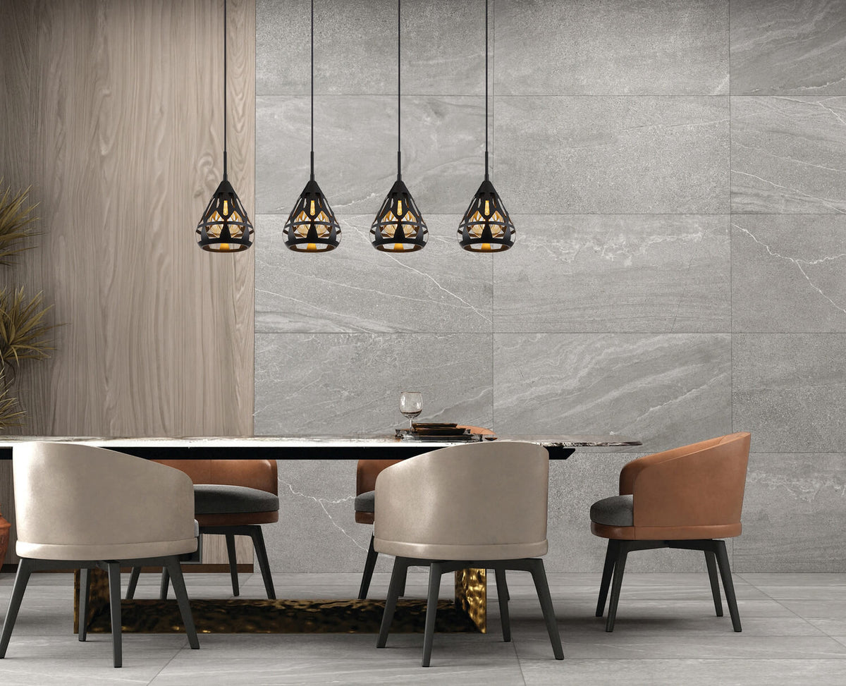 Suspension Hassan noire mat (15889-4H)