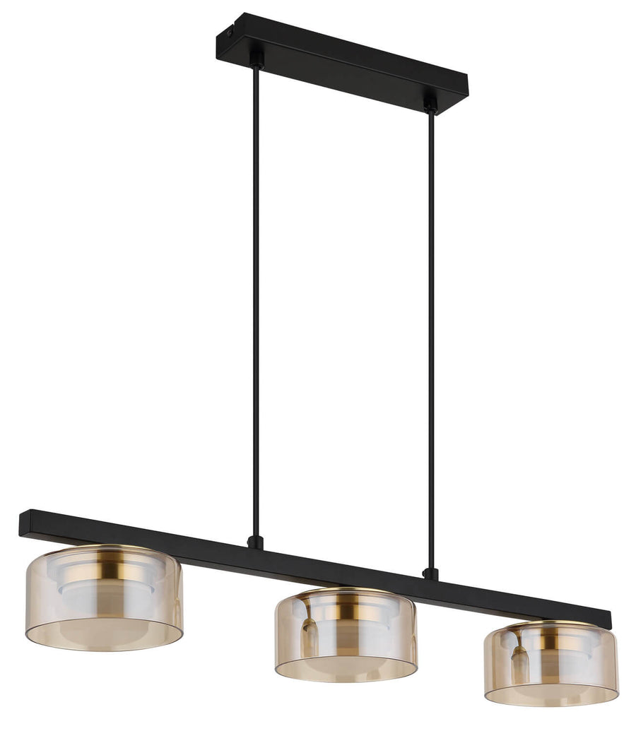 Vue de trois quarts du luminaire éteint sur fond blanc