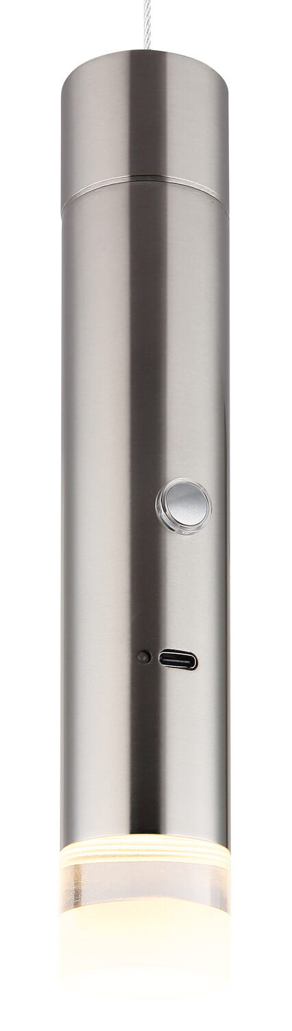 Gros plan de la partie haute du tube avec bouton et prise USB