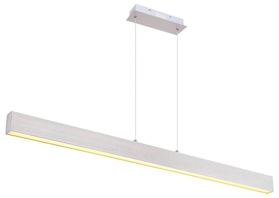 Profil rectangulaire vu de biais, diffuseur LED allumé sous la barre