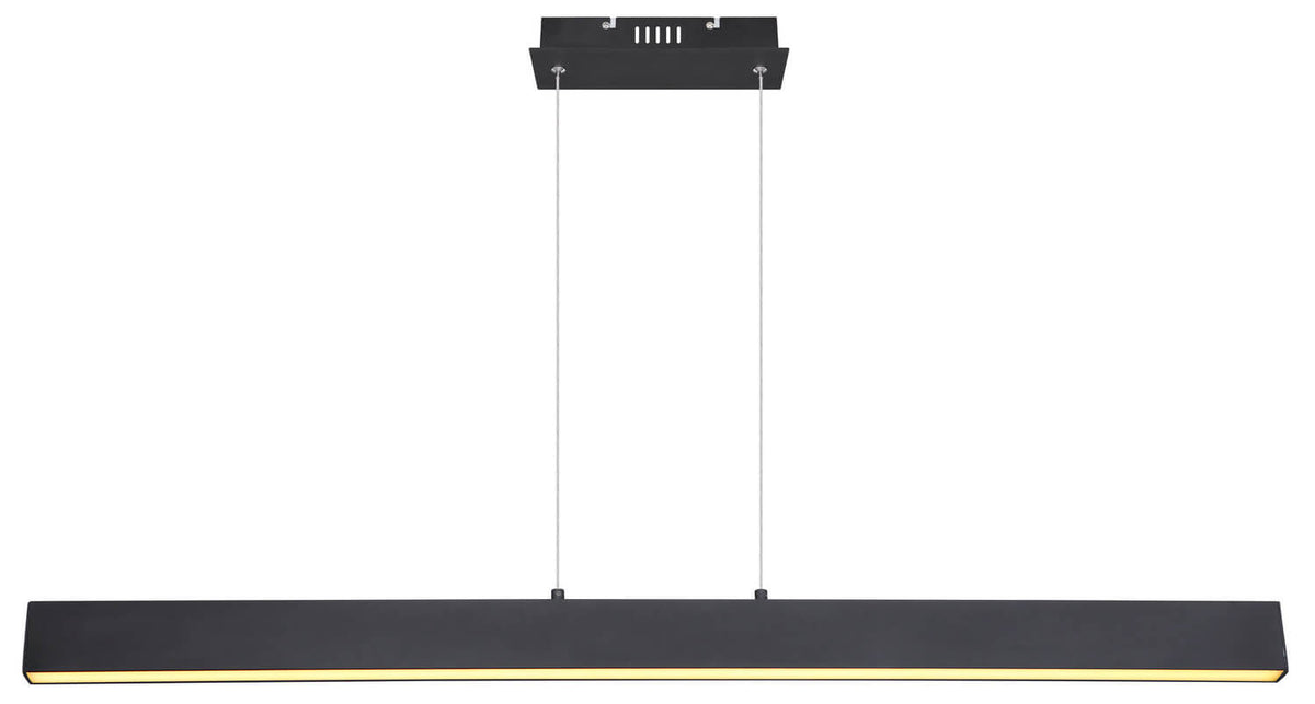 Vue de face du bandeau noir mat avec éclairage LED allumé.
