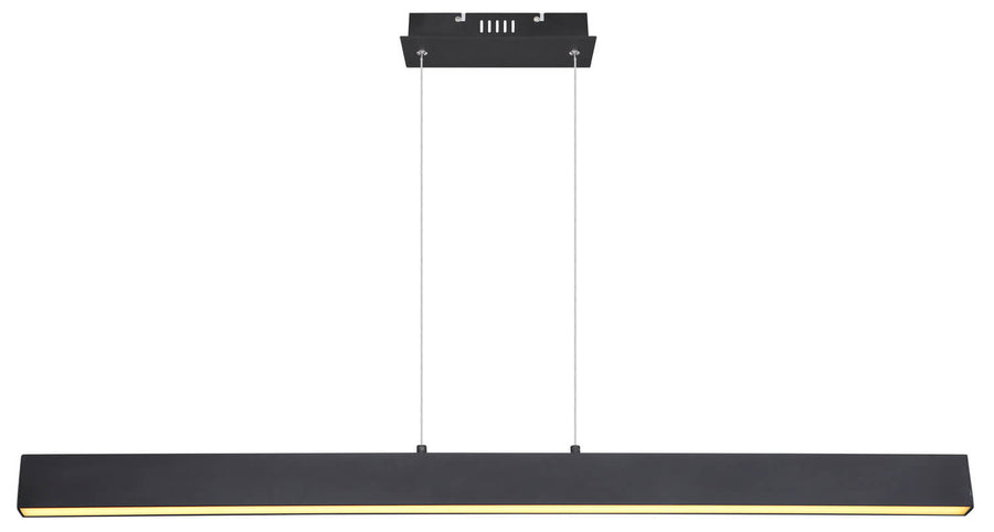 Vue de face du bandeau noir mat avec éclairage LED allumé.