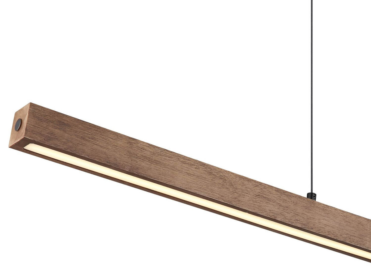 Détail de la finition bois texturé et du ruban LED allumé