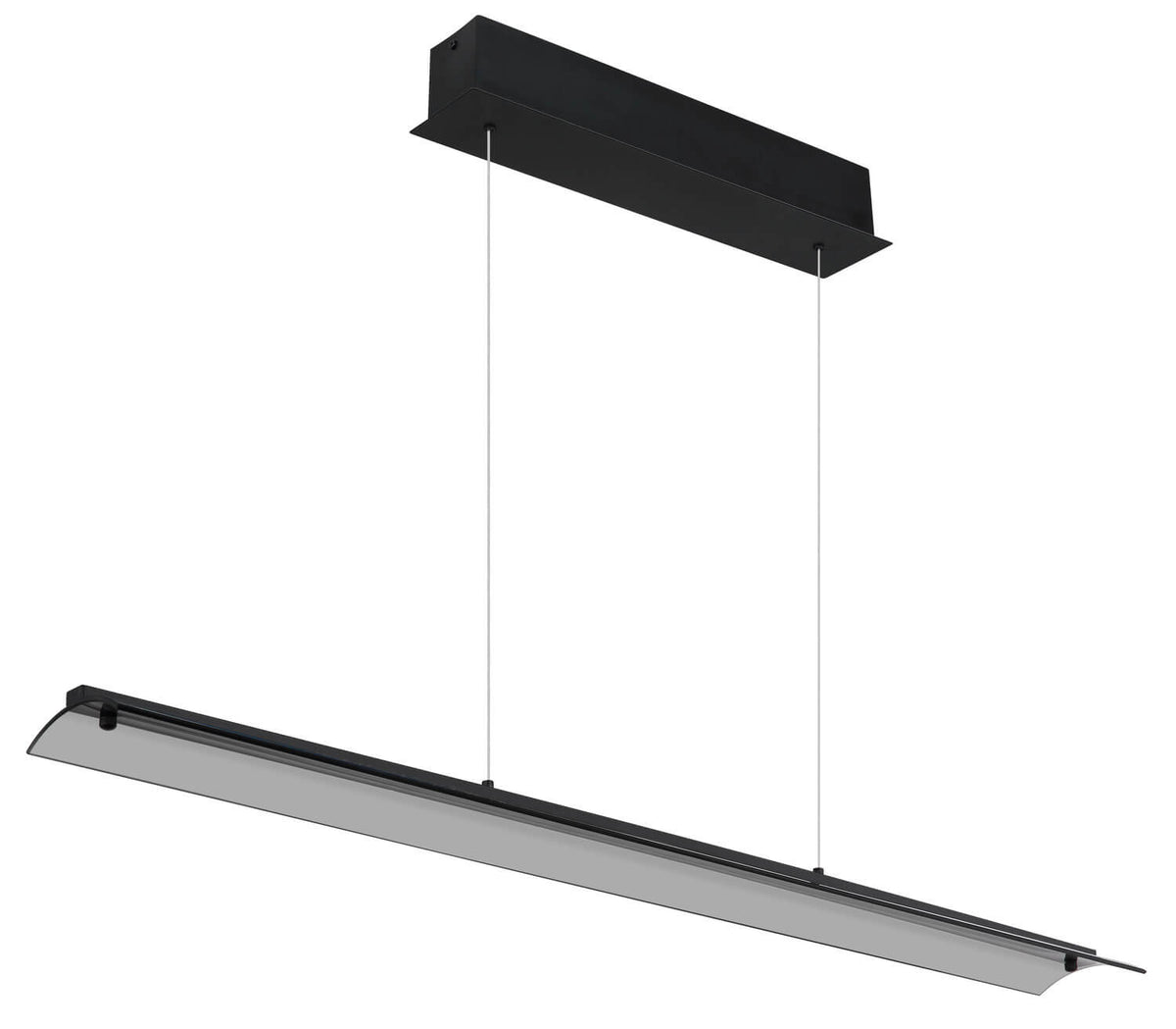 Vue en perspective du bandeau LED et de son diffuseur gris.