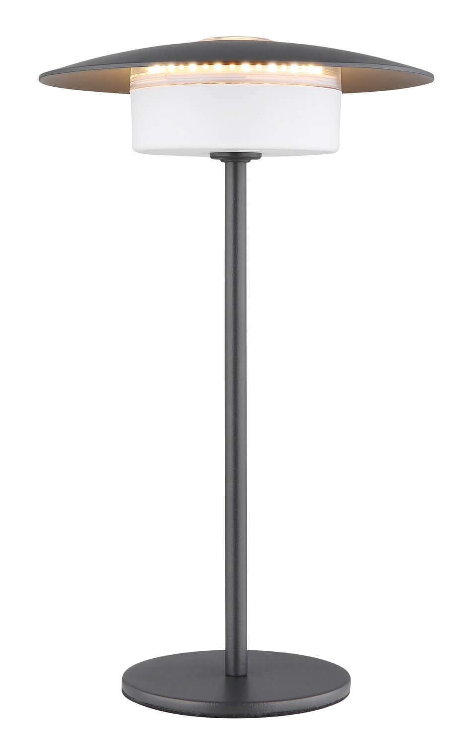 Gros plan sur le bandeau de LED allumé sous l'abat-jour