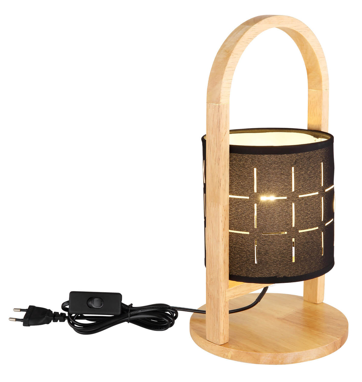 Profil de la lampe avec câble d'alimentation noir, prise et interrupteur sur cordon